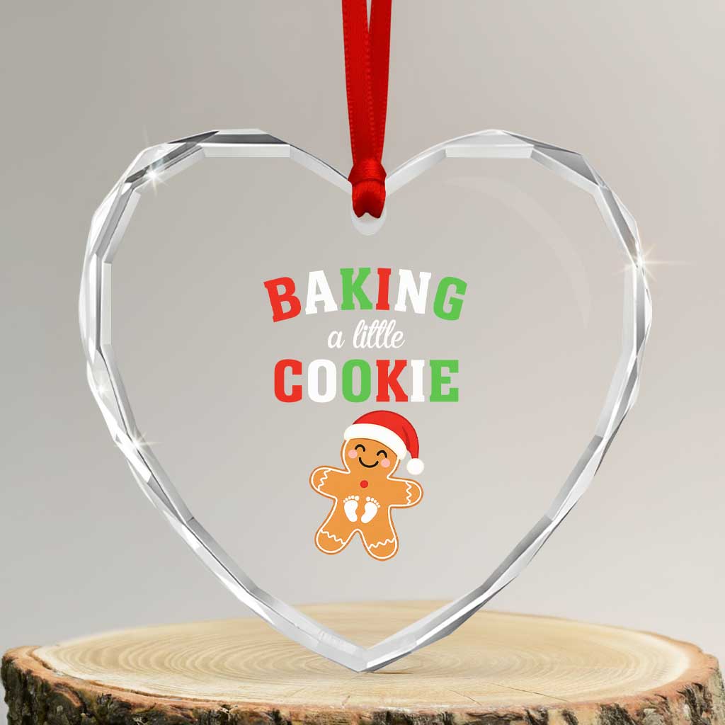 Christmas Pregnant Heart Crystal Glass Ornament Baking A Little Cookie Maternity Pregnancy Announcement - Wonder Print Shop