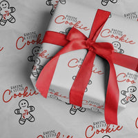 Christmas Pregnant Wrapping Paper Roll Baking A Little Cookie Maternity Gingerbread - Wonder Print Shop