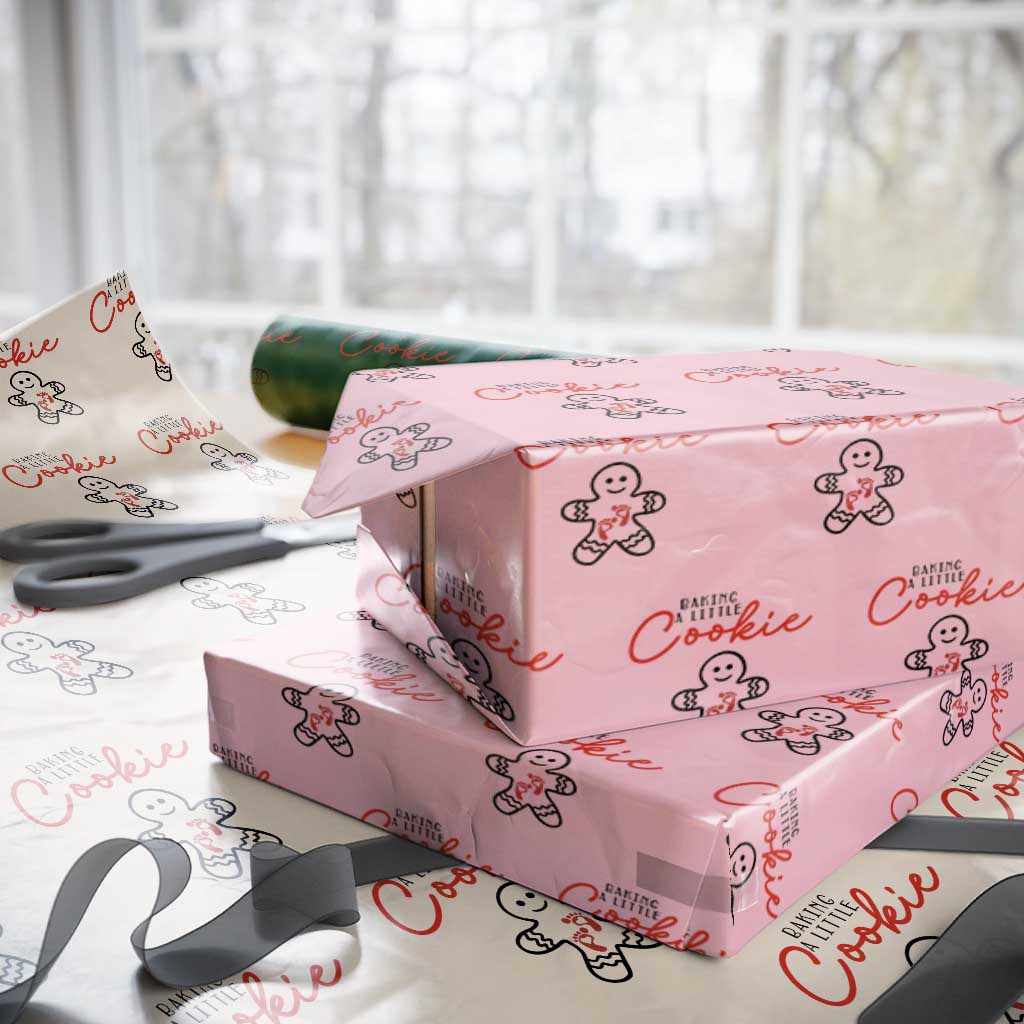 Christmas Pregnant Wrapping Paper Roll Baking A Little Cookie Maternity Gingerbread - Wonder Print Shop