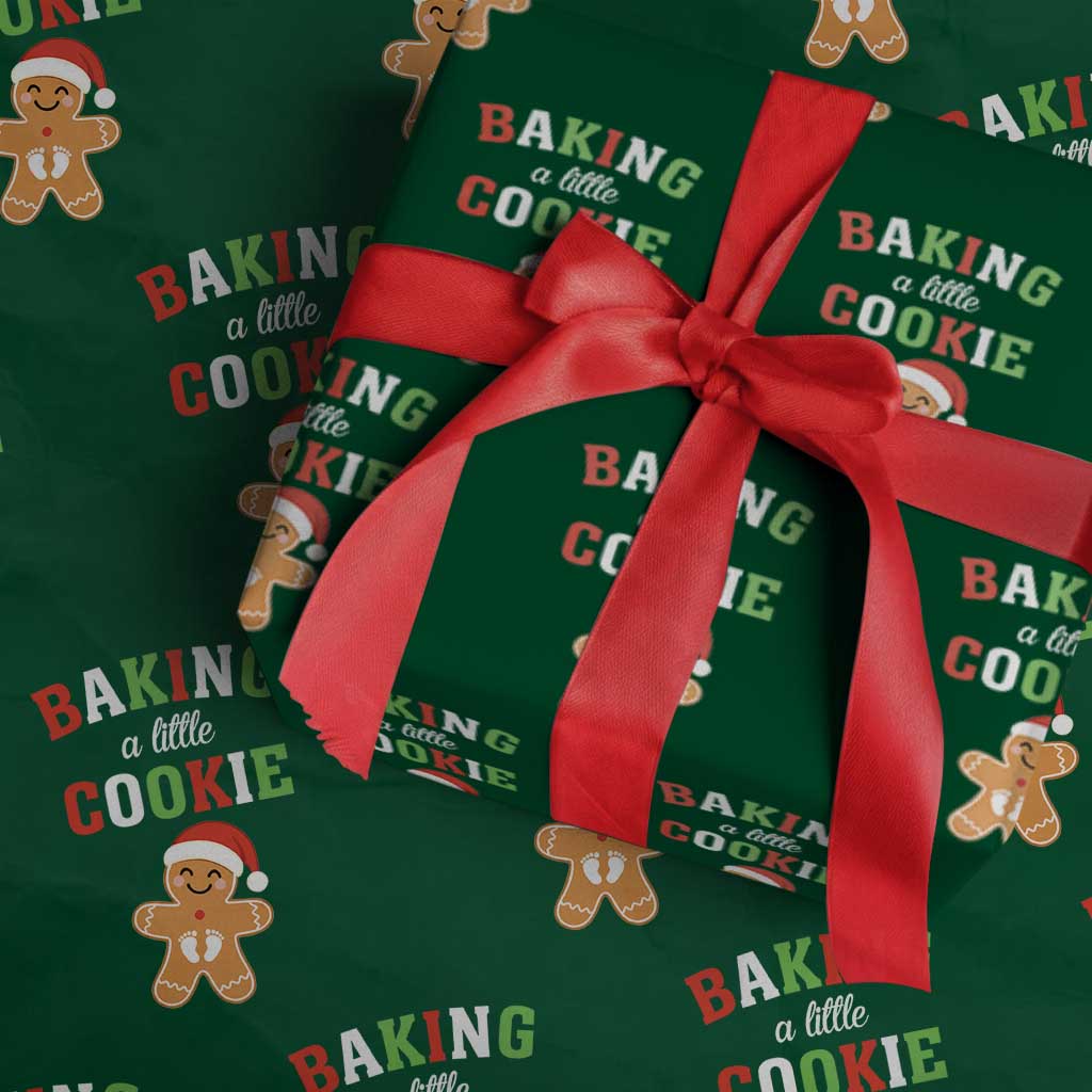Christmas Pregnant Wrapping Paper Roll Baking A Little Cookie Maternity Pregnancy Announcement - Wonder Print Shop