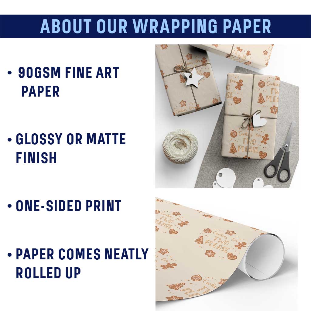 Christmas Pregnant Wrapping Paper Roll Cookies For Two Please Pregnancy Announcement - Wonder Print Shop