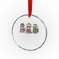 Christmas Raccoon Knitting Crystal Glass Ornament Funny Holiday Yarn Gift - Wonder Print Shop