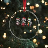 Christmas Raccoon Knitting Crystal Glass Ornament Funny Holiday Yarn Gift - Wonder Print Shop