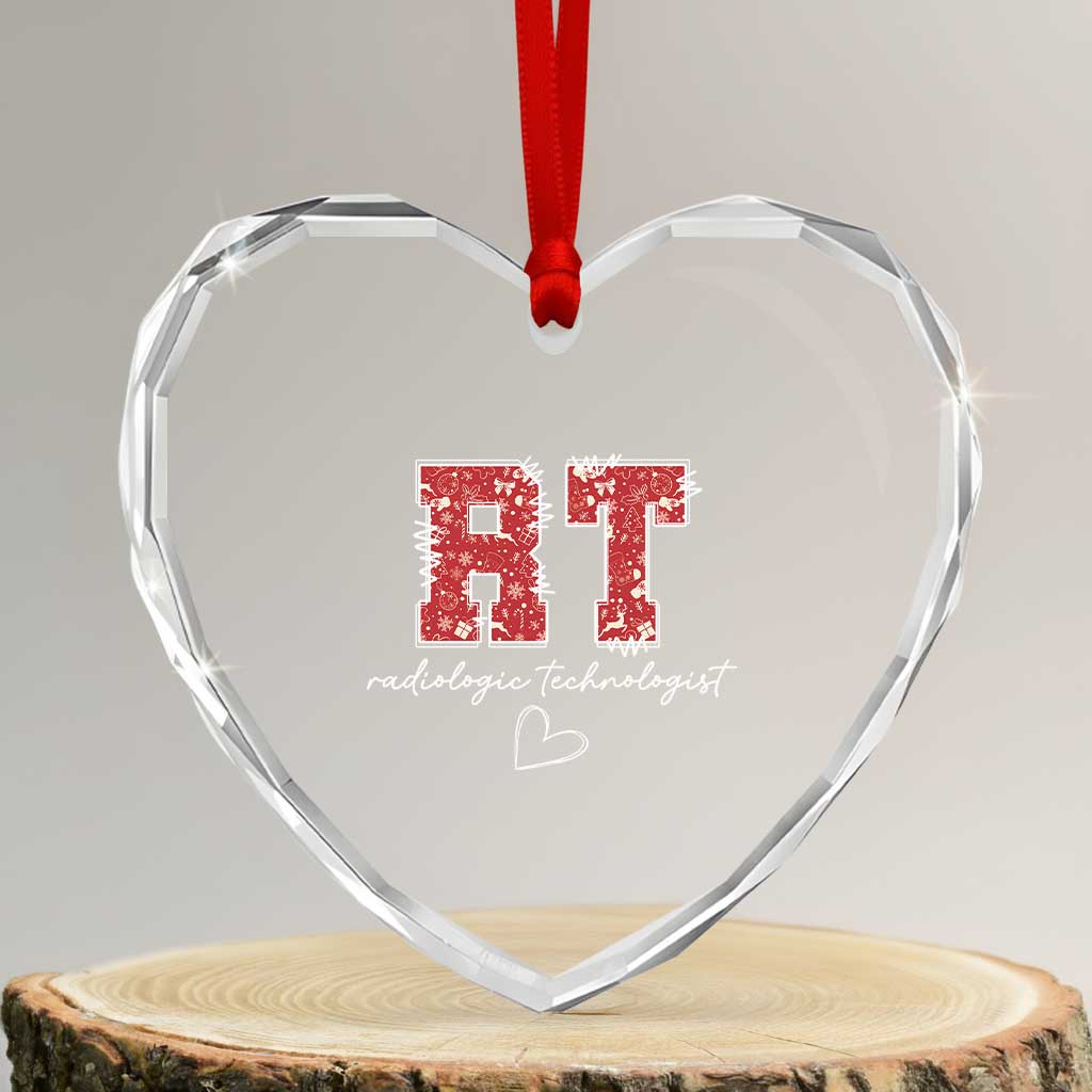 Christmas Radiology Heart Crystal Glass Ornament RT Xray Rad Tech Gift - Wonder Print Shop