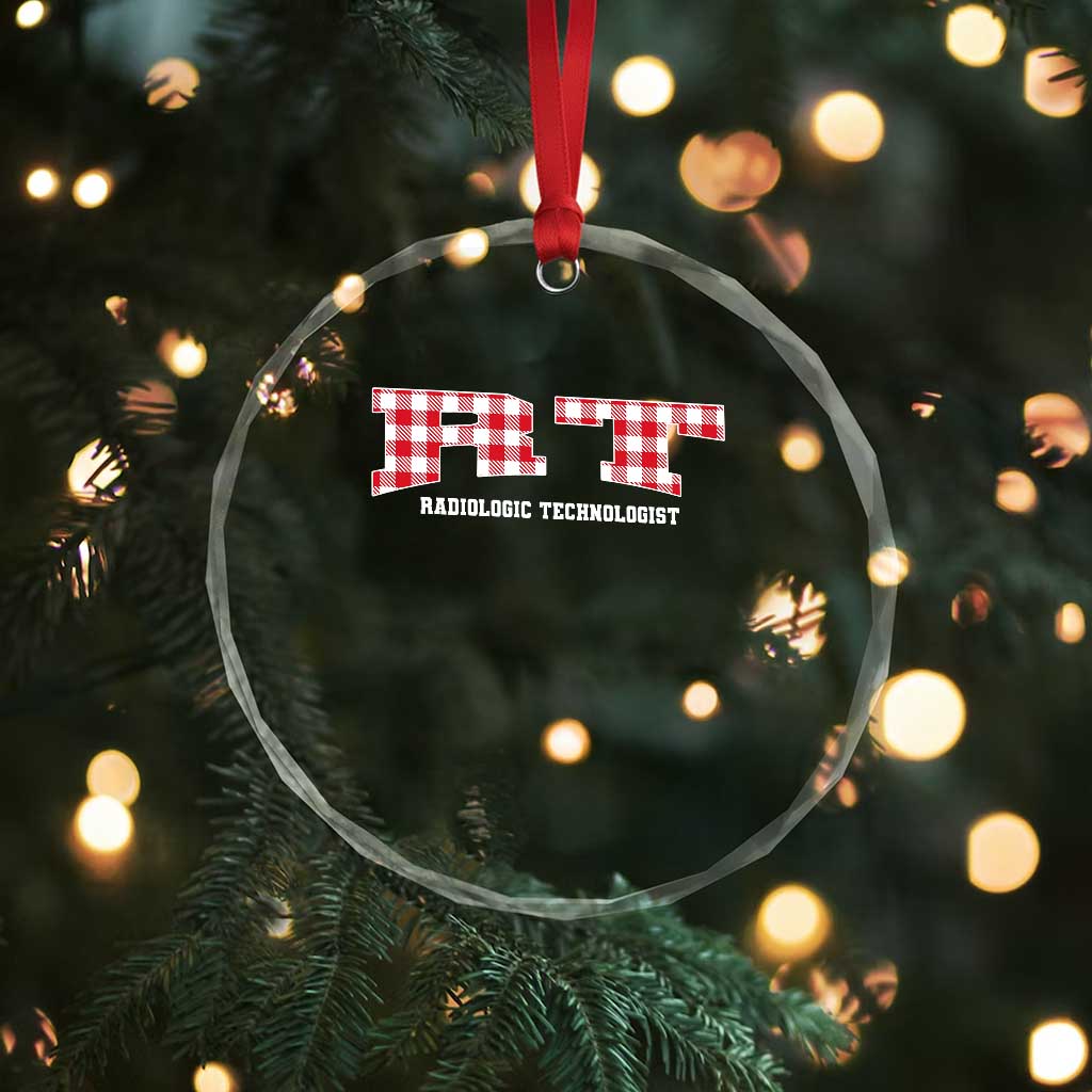 Christmas Radiology Technologist Crystal Glass Ornament Buffalo Plaid RT Rad Tech Gift - Wonder Print Shop