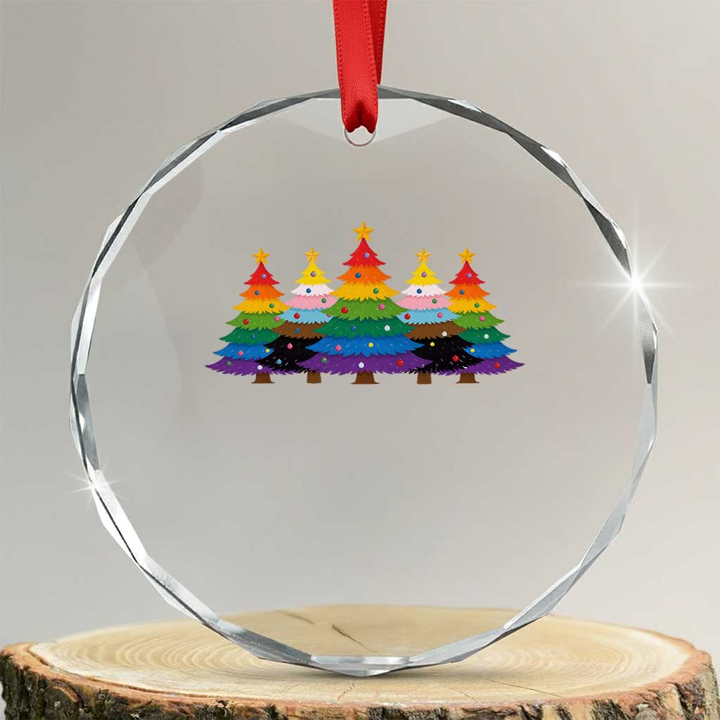 Christmas Rainbow Tree LGBTQ Support Crystal Glass Ornament Holiday Pride Gift