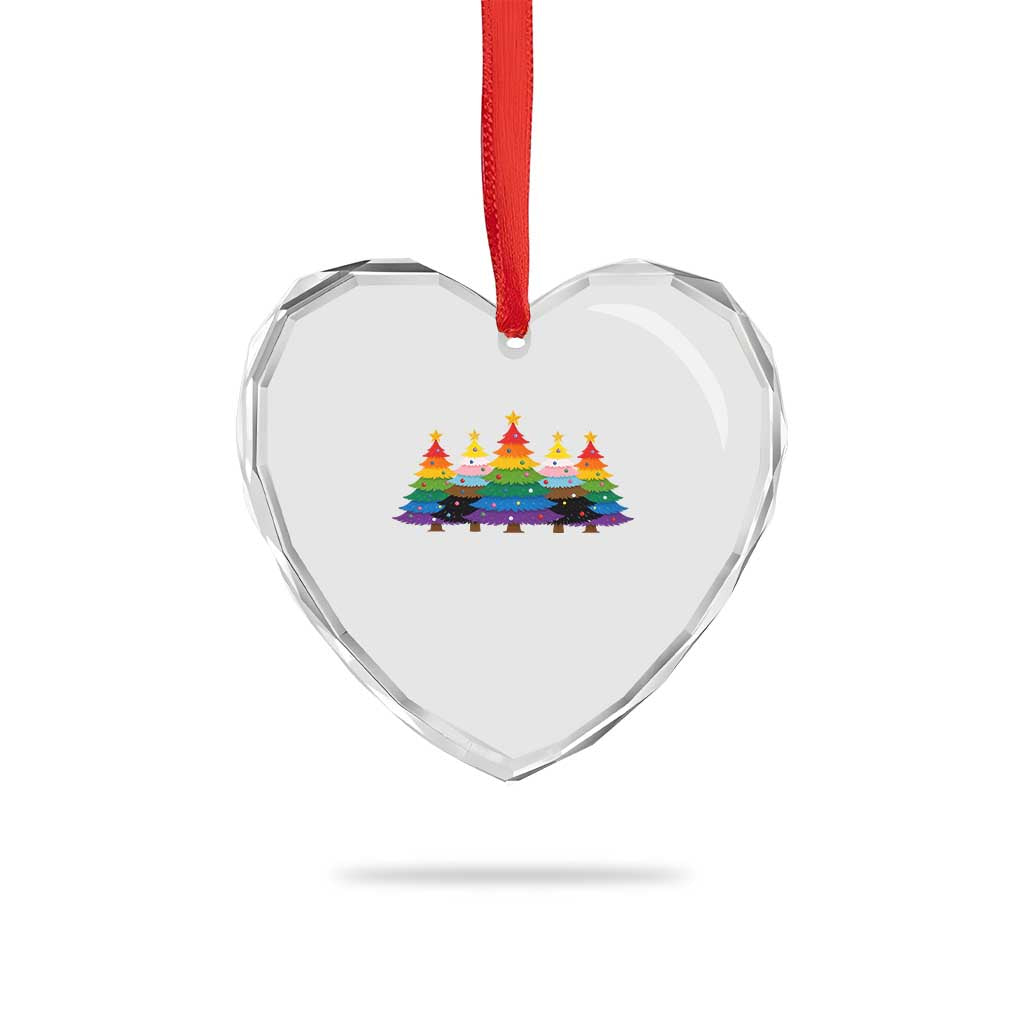 Christmas Rainbow Tree LGBTQ Support Heart Crystal Glass Ornament Holiday Pride Gift