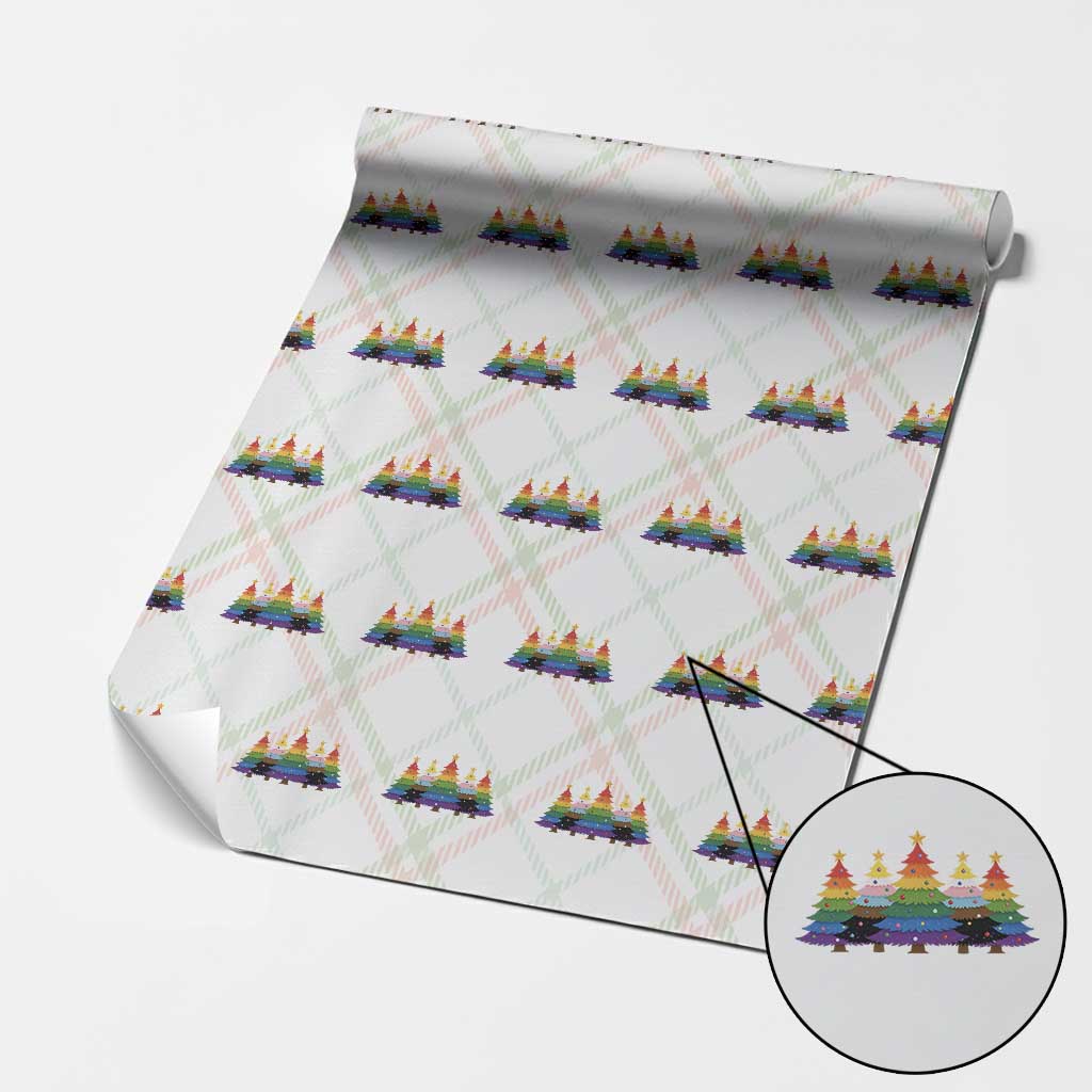 Christmas Rainbow Tree LGBTQ Support Wrapping Paper Roll Holiday Pride Gift