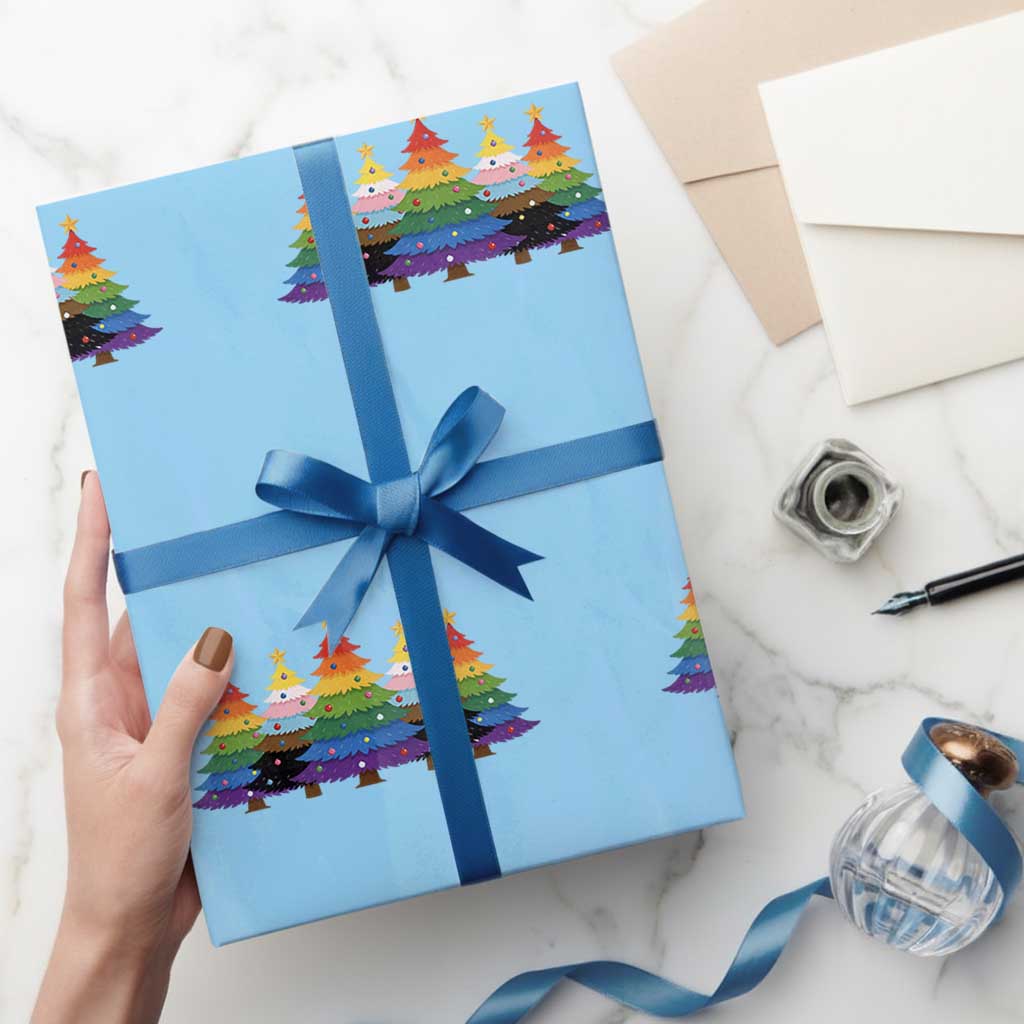 Christmas Rainbow Tree LGBTQ Support Wrapping Paper Roll Holiday Pride Gift