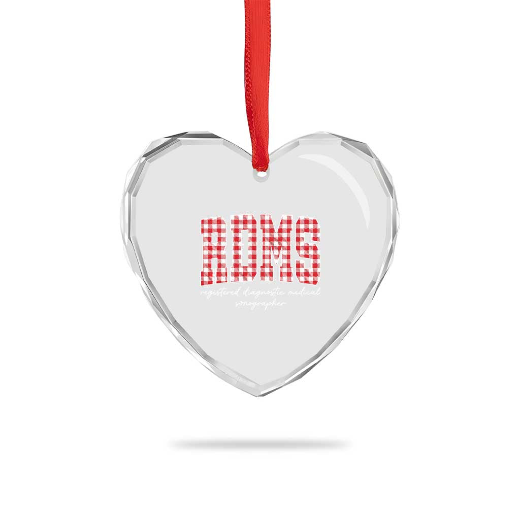 Christmas RDMS Heart Crystal Glass Ornament Buffalo Plaid Sonographer Ultrasound Tech Gift - Wonder Print Shop