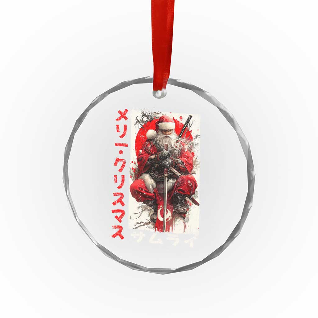 Christmas Samurai Santa Crystal Glass Ornament Japanese Xmas Warrior Ukiyo-e Art - Wonder Print Shop