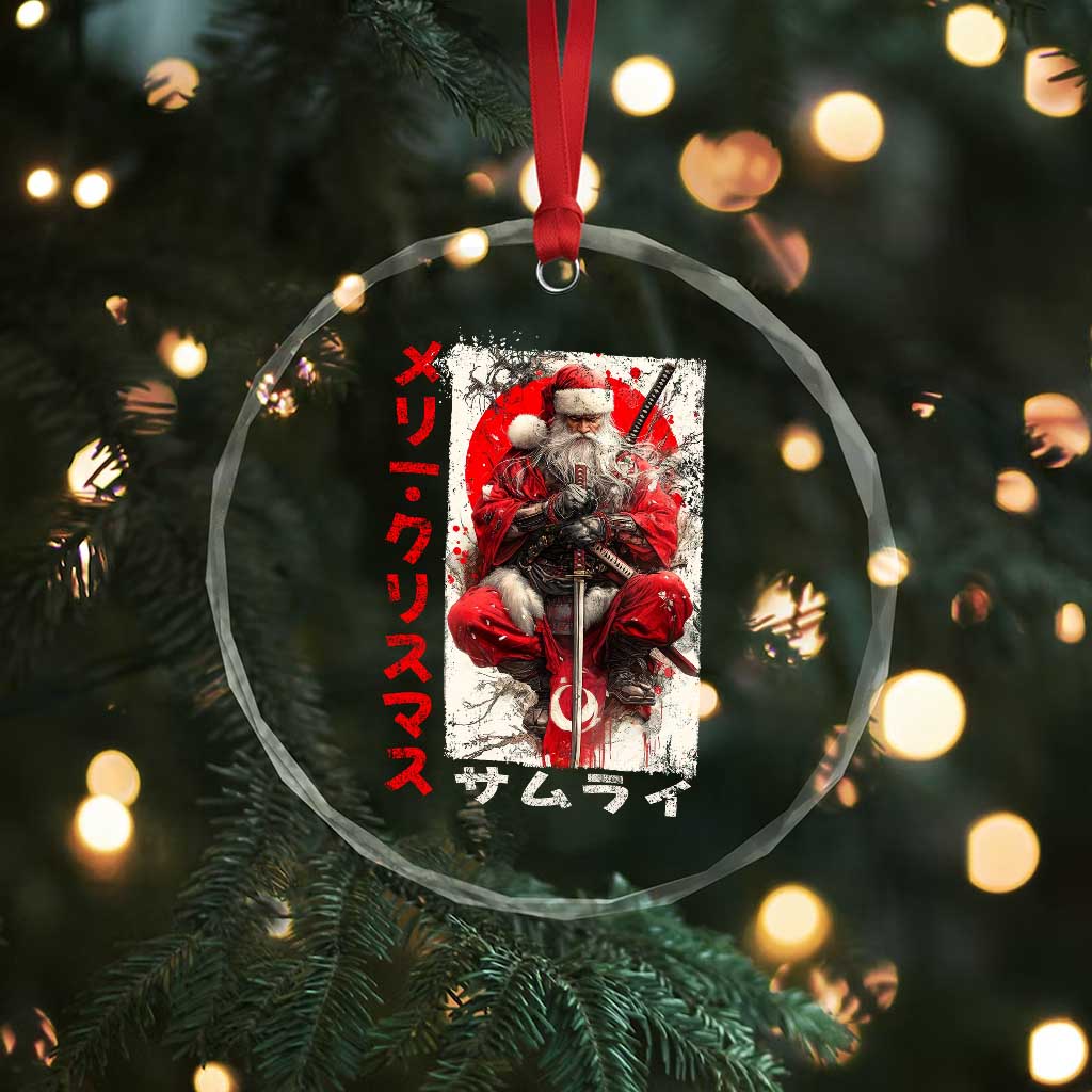 Christmas Samurai Santa Crystal Glass Ornament Japanese Xmas Warrior Ukiyo-e Art - Wonder Print Shop