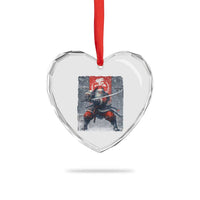 Christmas Samurai Santa Heart Crystal Glass Ornament Japanese Xmas Warrior Sword Katana - Wonder Print Shop