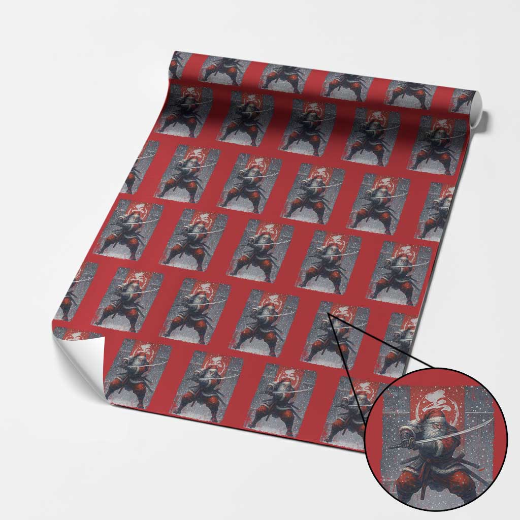Christmas Samurai Santa Wrapping Paper Roll Japanese Xmas Warrior Sword Katana - Wonder Print Shop