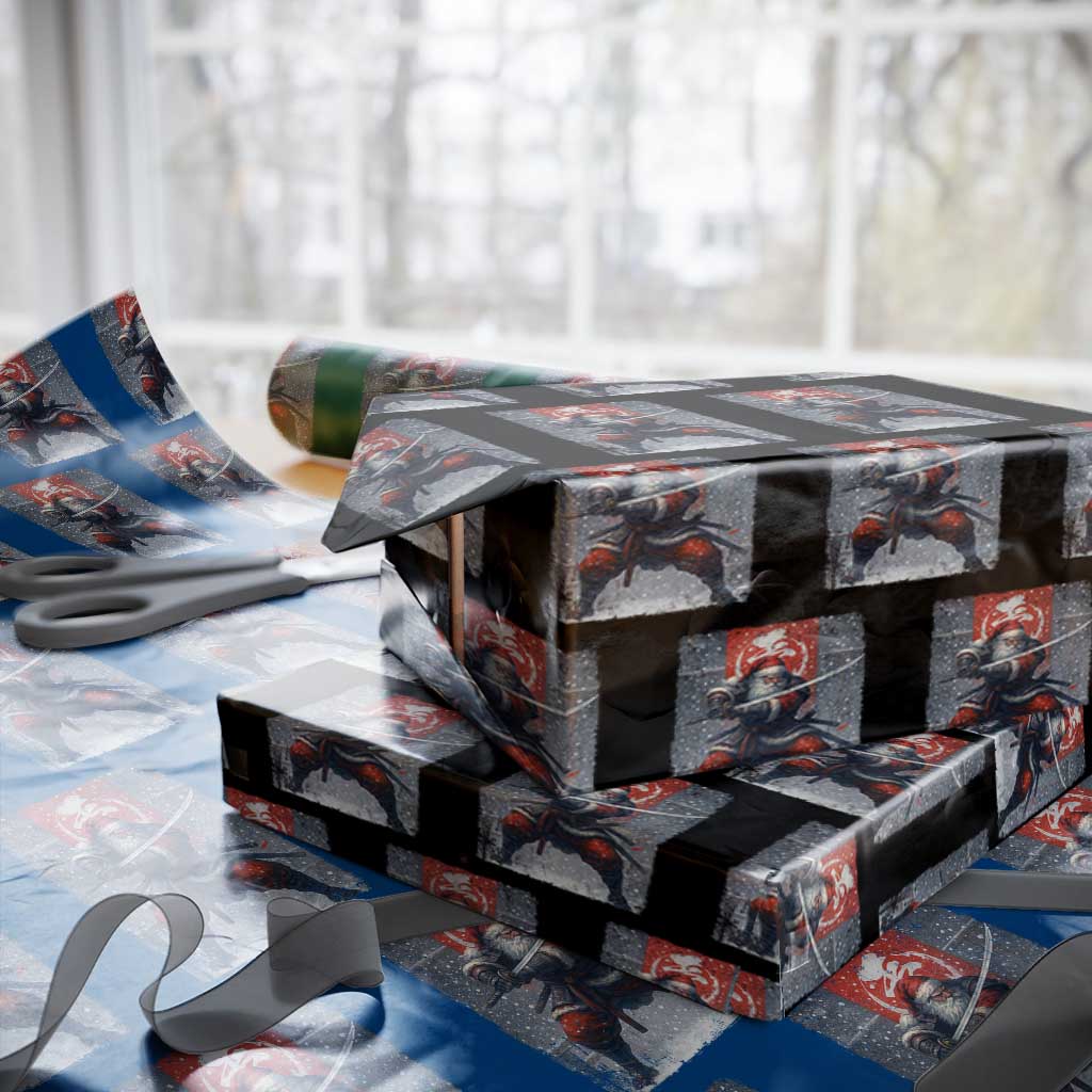 Christmas Samurai Santa Wrapping Paper Roll Japanese Xmas Warrior Sword Katana - Wonder Print Shop