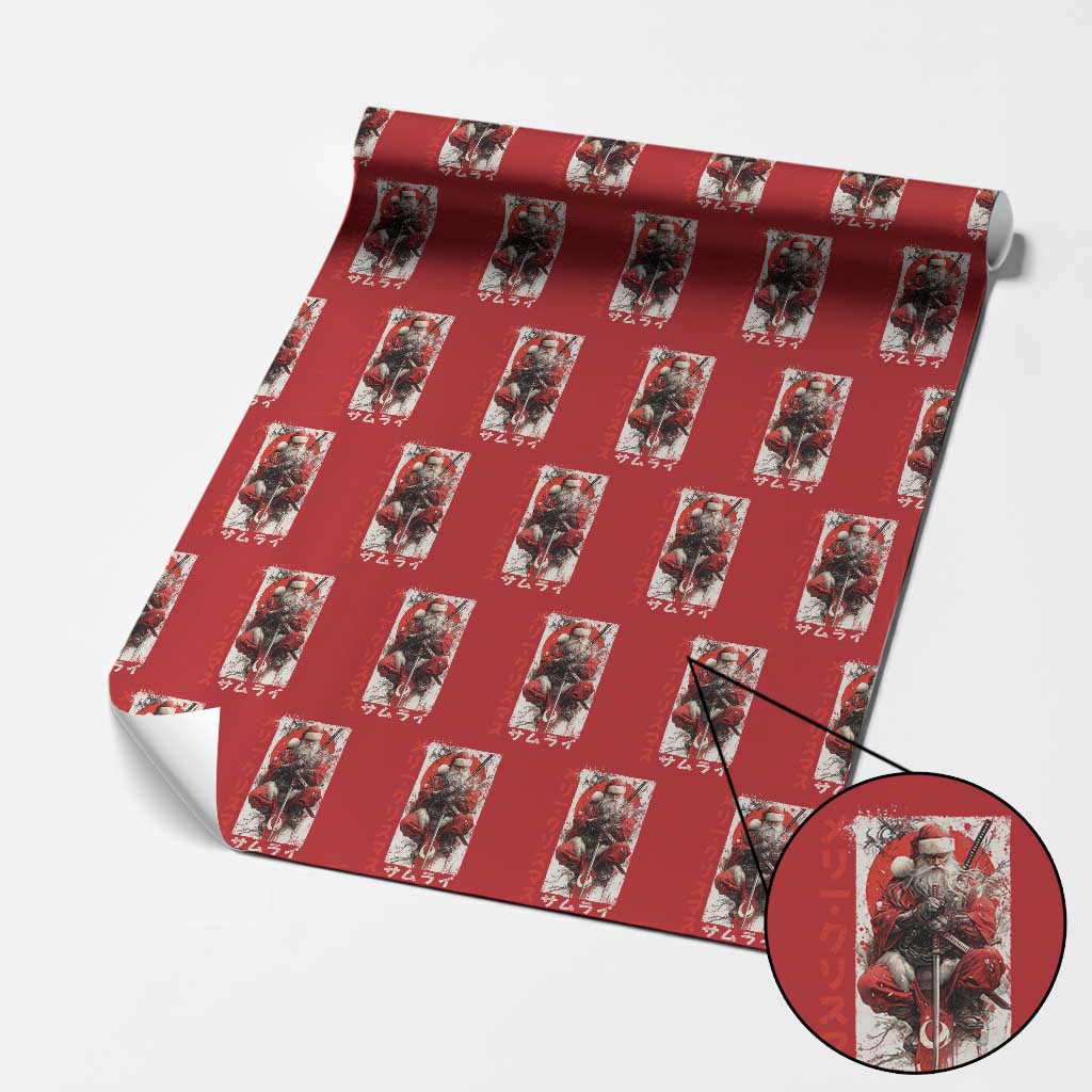 Christmas Samurai Santa Wrapping Paper Roll Japanese Xmas Warrior Ukiyo-e Art - Wonder Print Shop