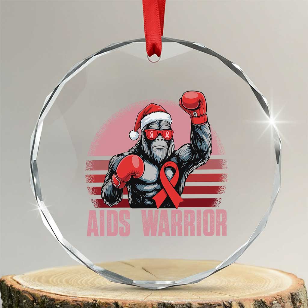 Christmas Santa Bigfoot HIV Awareness Crystal Glass Ornament Retro Vintage Style Gift - Wonder Print Shop