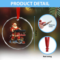 Christmas Santa Machine Gun Crystal Glass Ornament Behave Xmas Gun Lover - Wonder Print Shop
