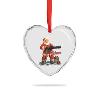 Christmas Santa Machine Gun Heart Crystal Glass Ornament Behave Xmas Gun Lover - Wonder Print Shop