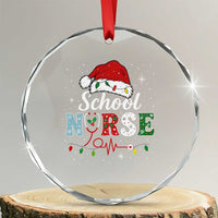 Christmas School Nurse Crystal Glass Ornament Xmas Lights Red Santa Hat Crew Nurse - Wonder Print Shop