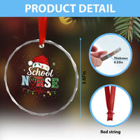 Christmas School Nurse Crystal Glass Ornament Xmas Lights Red Santa Hat Crew Nurse - Wonder Print Shop