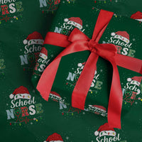 Christmas School Nurse Wrapping Paper Roll Xmas Lights Red Santa Hat Crew Nurse - Wonder Print Shop