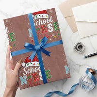 Christmas School Nurse Wrapping Paper Roll Xmas Lights Red Santa Hat Crew Nurse - Wonder Print Shop