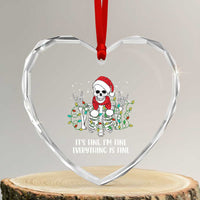 Christmas Skeleton Heart Crystal Glass Ornament It's Fine I'm Fine Everything Is Fine Xmas Light Funny - Wonder Print Shop