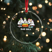 Christmas Snowman Campfire Crystal Glass Ornament Bad Idea Melting Snowman Family Roasting Marshmallows - Wonder Print Shop