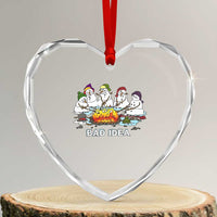 Christmas Snowman Campfire Heart Crystal Glass Ornament Bad Idea Melting Snowman Family Roasting Marshmallows - Wonder Print Shop
