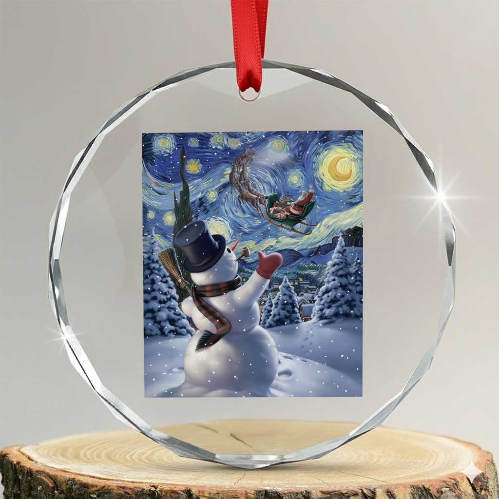 Christmas Snowman Starry Night Crystal Glass Ornament - Wonder Print Shop