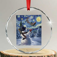Christmas Snowman Starry Night Crystal Glass Ornament - Wonder Print Shop