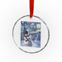 Christmas Snowman Starry Night Crystal Glass Ornament - Wonder Print Shop