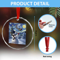 Christmas Snowman Starry Night Crystal Glass Ornament - Wonder Print Shop