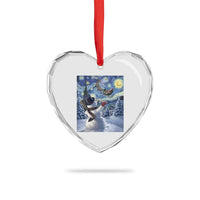 Christmas Snowman Starry Night Heart Crystal Glass Ornament - Wonder Print Shop