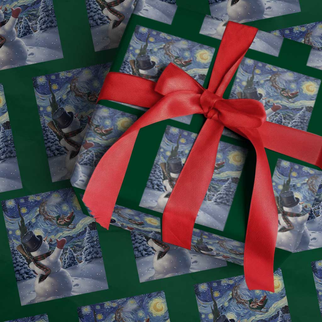 Christmas Snowman Starry Night Wrapping Paper Roll - Wonder Print Shop