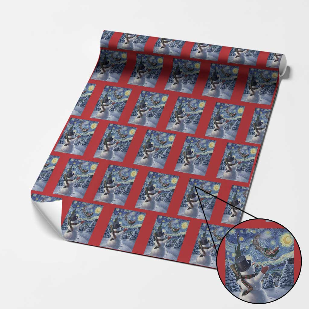 Christmas Snowman Starry Night Wrapping Paper Roll - Wonder Print Shop