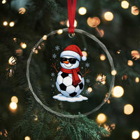 Christmas Soccer Snowman Crystal Glass Ornament Snowflakes Holiday Sports Xmas Pajamas Red Santa Hat - Wonder Print Shop