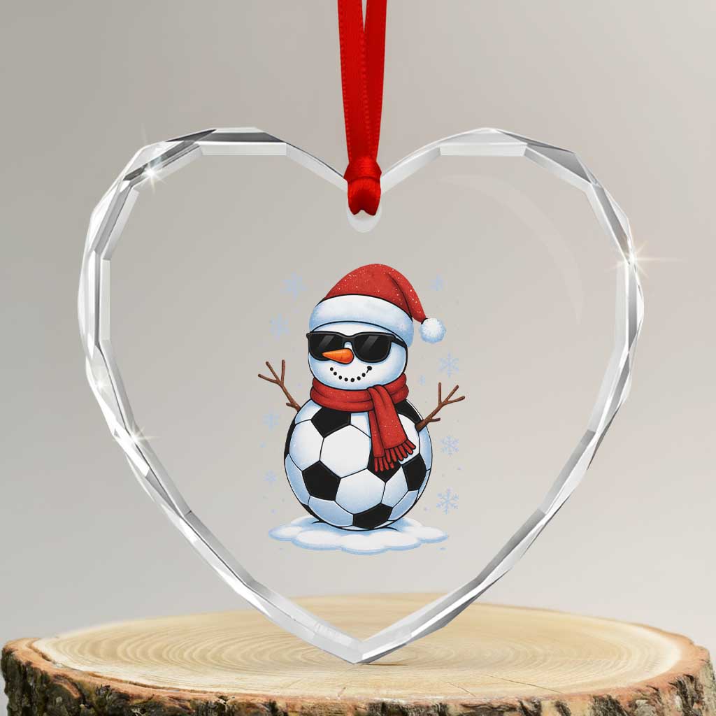 Christmas Soccer Snowman Heart Crystal Glass Ornament Snowflakes Holiday Sports Xmas Pajamas Red Santa Hat - Wonder Print Shop