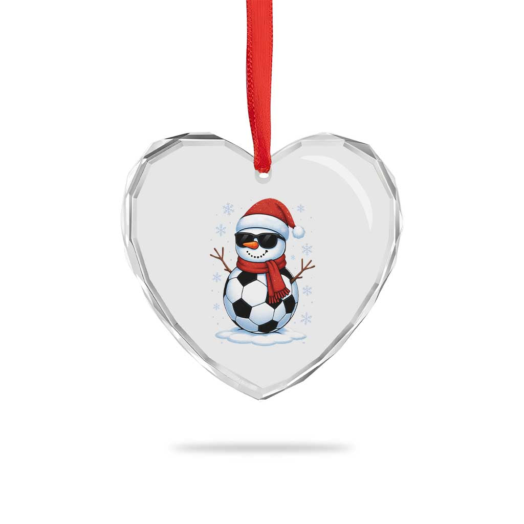 Christmas Soccer Snowman Heart Crystal Glass Ornament Snowflakes Holiday Sports Xmas Pajamas Red Santa Hat - Wonder Print Shop