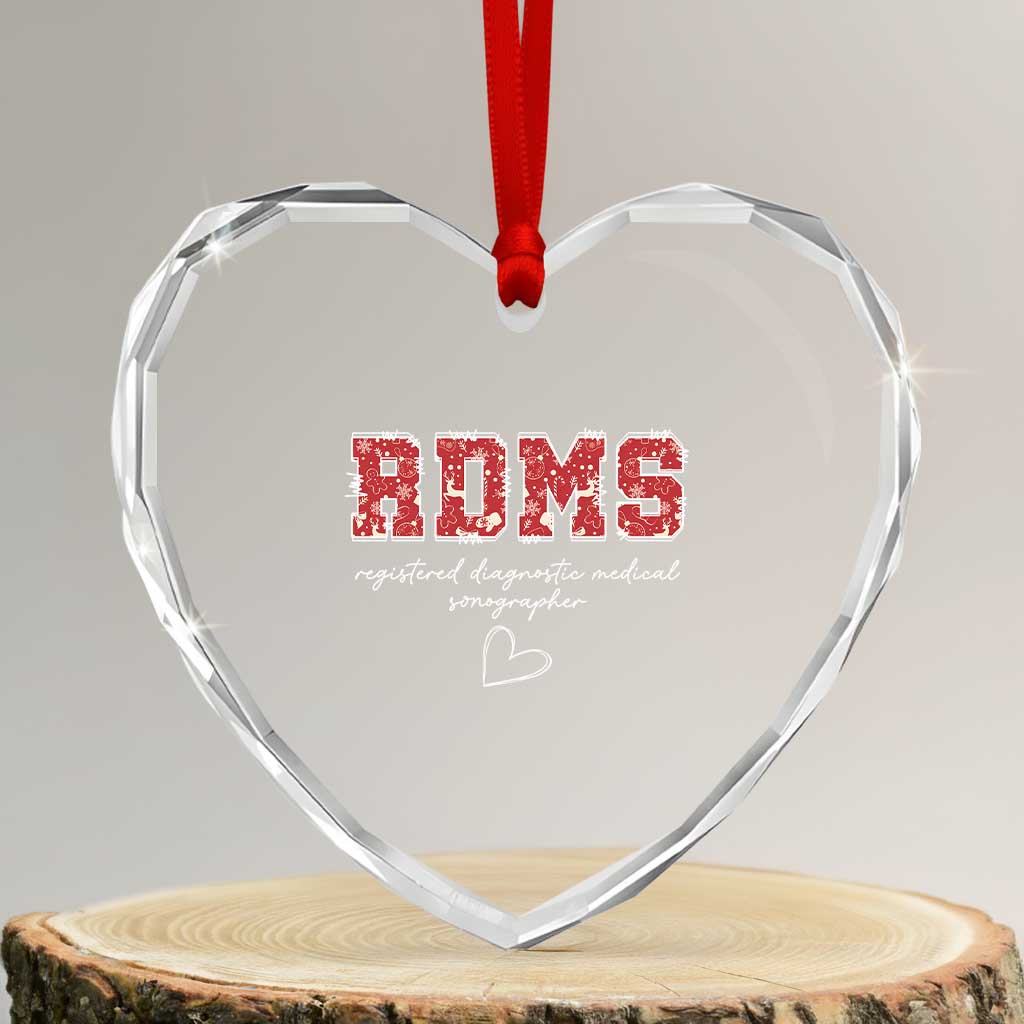 Christmas Sonographer Heart Crystal Glass Ornament RDMS Ultrasound Tech Technologist Gift - Wonder Print Shop