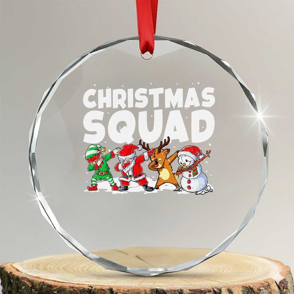 Christmas Squad Crystal Glass Ornament Santa Dabbing Elf Family Matching Pajamas - Wonder Print Shop