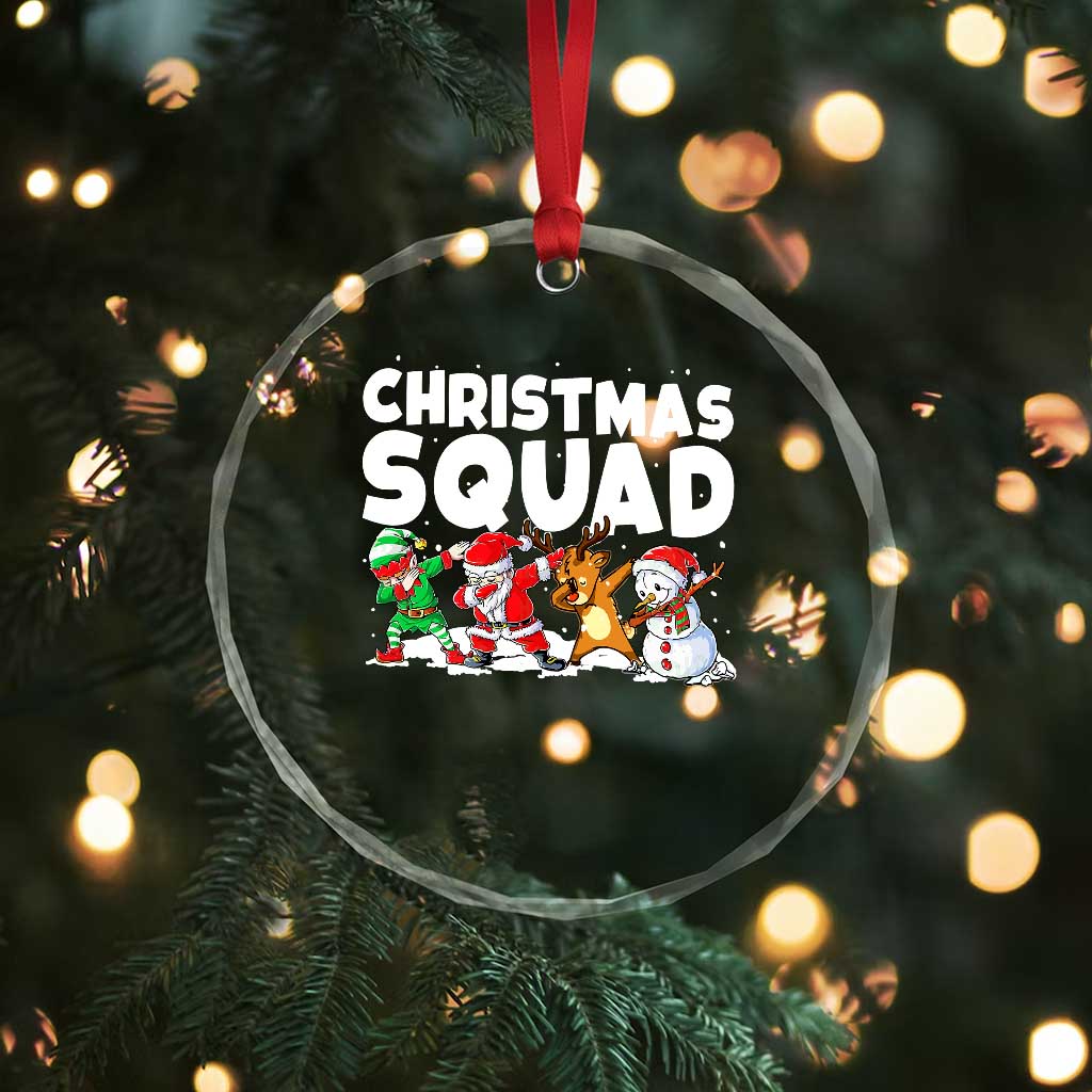 Christmas Squad Crystal Glass Ornament Santa Dabbing Elf Family Matching Pajamas - Wonder Print Shop