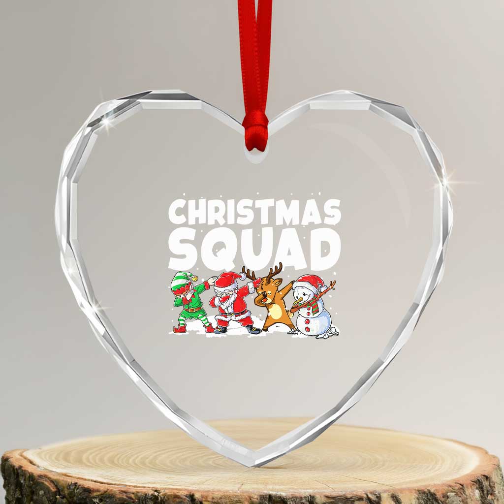 Christmas Squad Heart Crystal Glass Ornament Santa Dabbing Elf Family Matching Pajamas - Wonder Print Shop