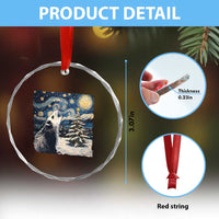 Christmas Starry Night Opossum Crystal Glass Ornament TS09