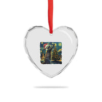 Christmas Starry Night Raccoon Heart Crystal Glass Ornament - Wonder Print Shop