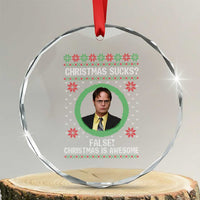 Christmas Sucks FALSE Christmas Is Awesome Crystal Glass Ornament Funny Xmas Office Holiday Humor - Wonder Print Shop