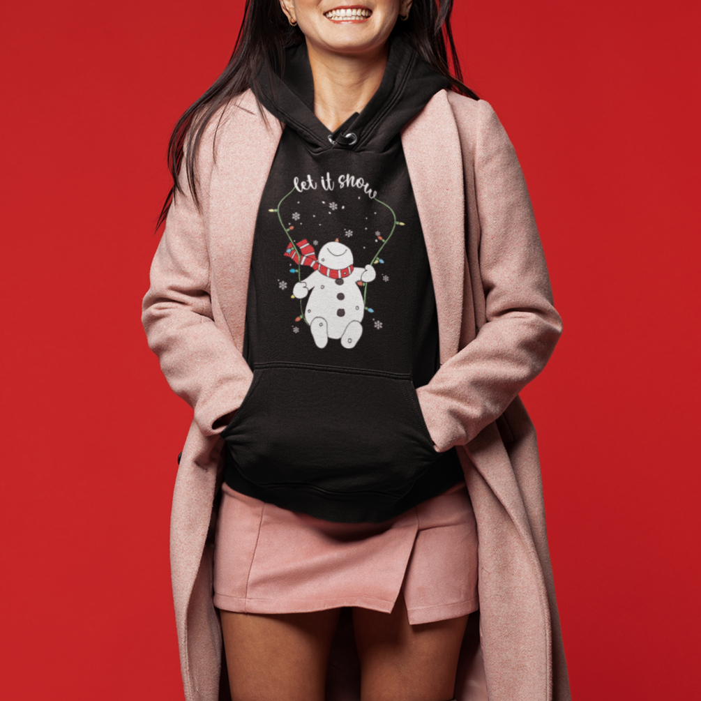 Christmas Hoodie Let It Snow Cute Snowman Xmas - Wonder Print Shop