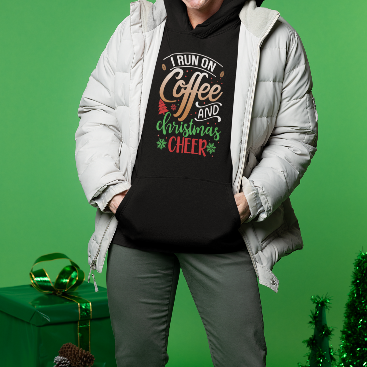 I Run On Coffee And Christmas Cheer Hoodie - Wonder Print Shop