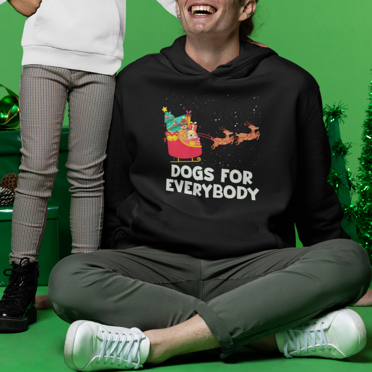Dogs For Everybody Christmas Sleigh Funny Xmas Hoodie - Wonder Print Shop